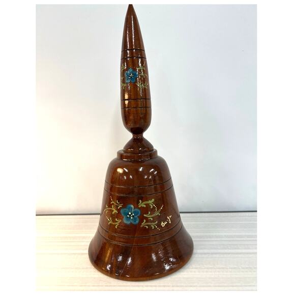 Unique Solid Wooden Hand Painted Custom Made Musical Bell Made in USA Dark - Picture 2 of 7